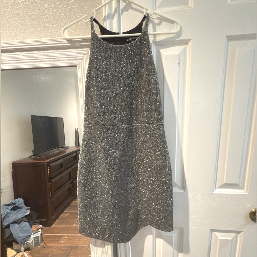 Express Grey Shimmer Dress
